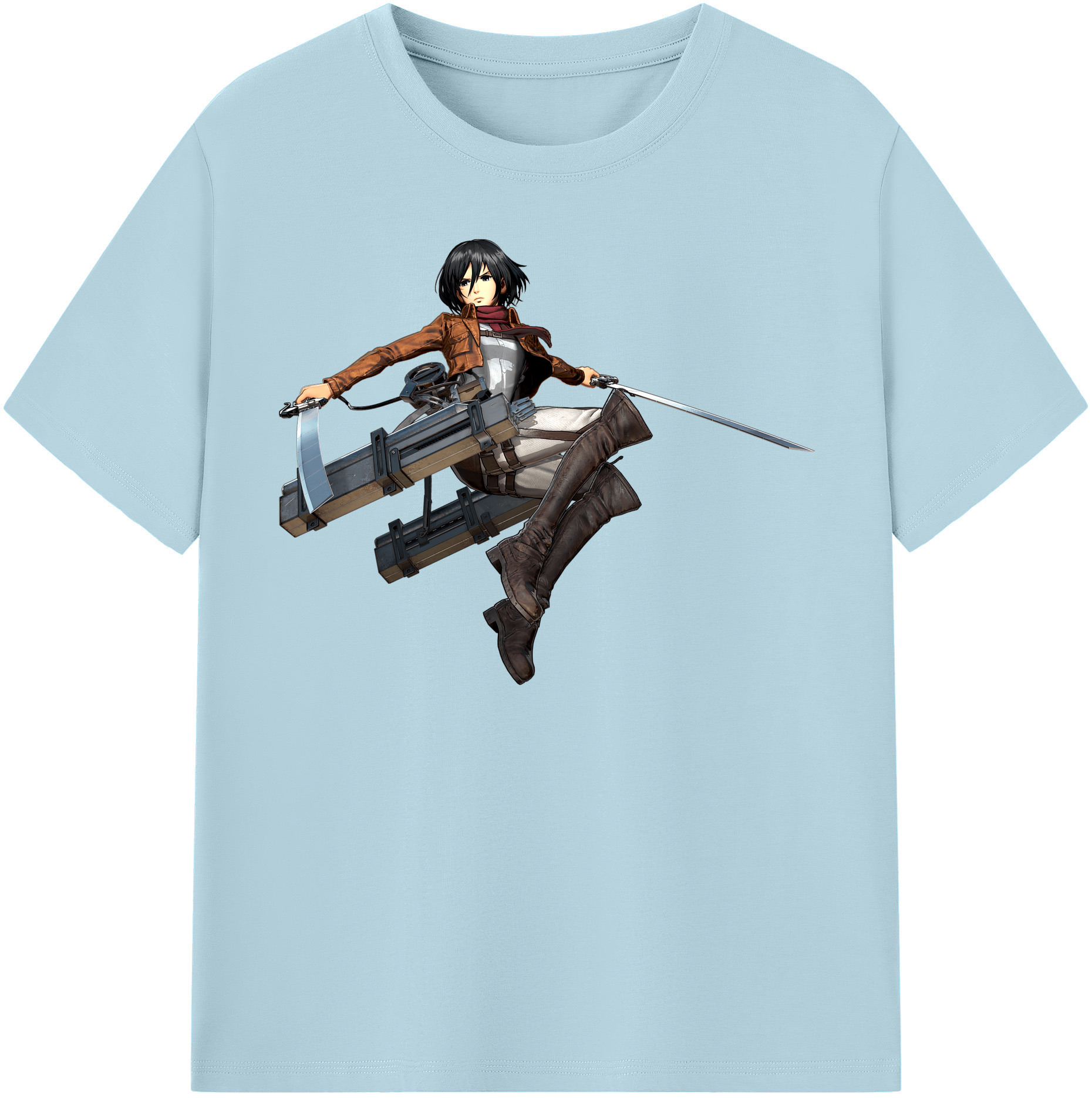 （画像用） 進撃の巨人 ミカサ·アッカーマン Attack on Titan Mikasa Ackerman 綿100％半袖Tシャツ（フロントプリント）